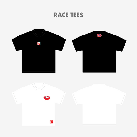 RACE TEES【WHITE X BLAK】