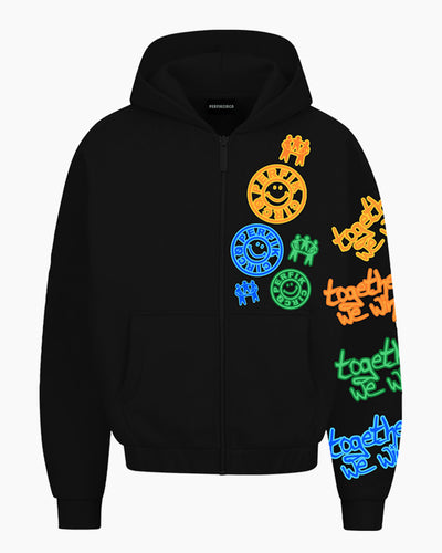 TOGETHER WE WIN ZIP-UP HOODIE [BLACK]