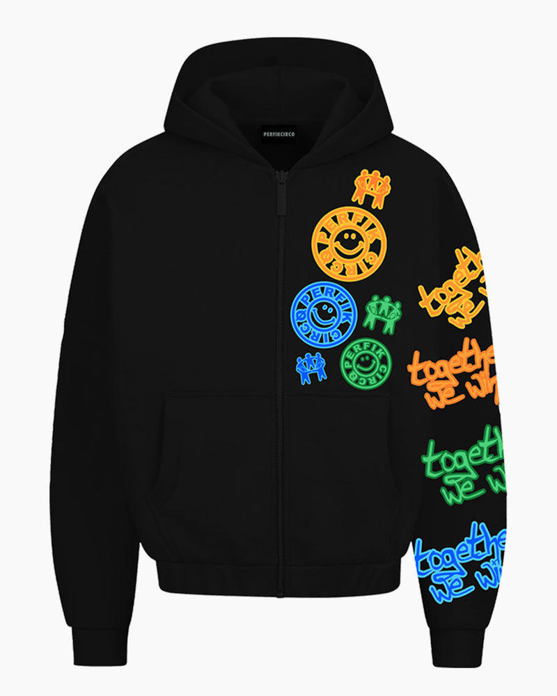 TOGETHER WE WIN ZIP-UP HOODIE [BLACK]