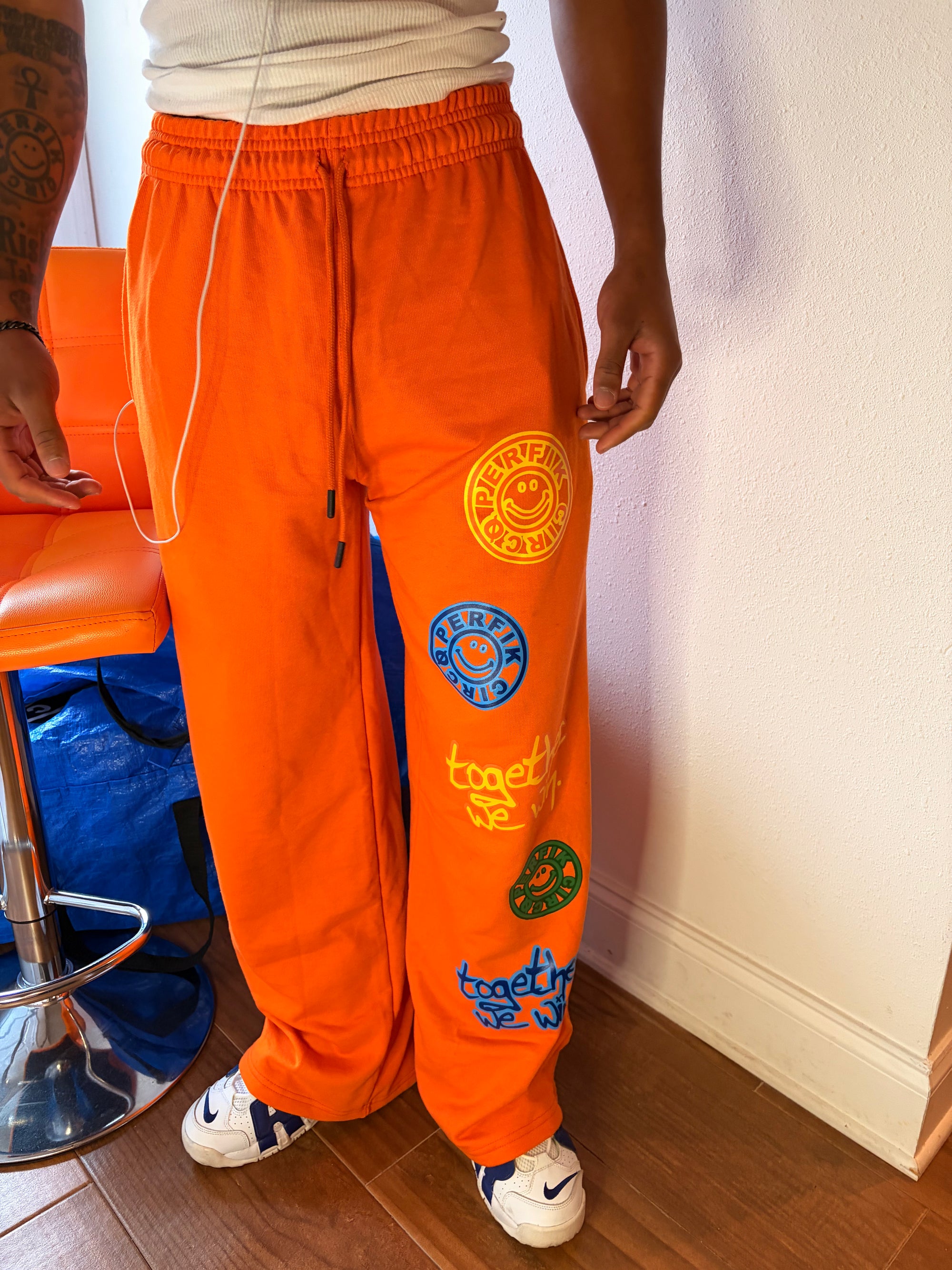 TOGETHER WE WIN Straight Leg Sweatpants // ORANGE