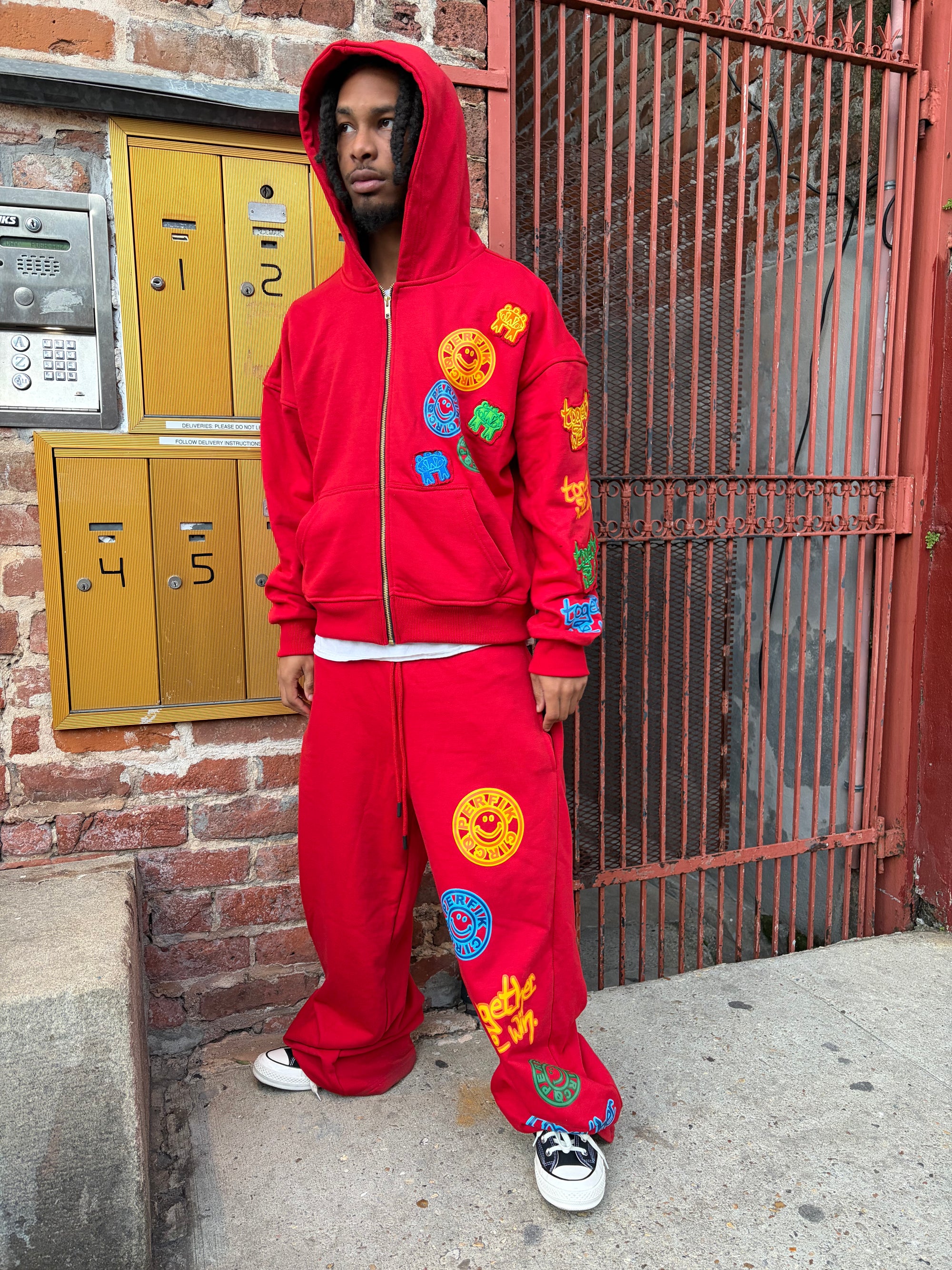 TOGETHER WE WIN Straight Leg Sweatpants // RED