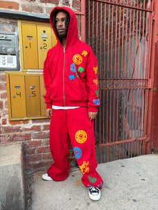 TOGETHER WE WIN Straight Leg Sweatpants // RED