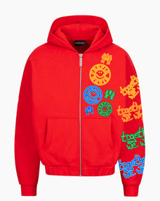 TOGETHER WE WIN ZIP HOODIE [RED]