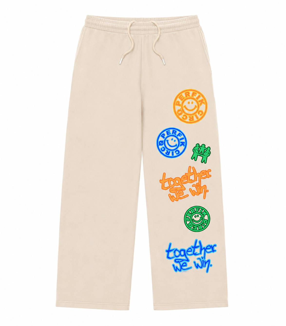 TOGETHER WE WIN Straight Leg Sweatpants // CREAM